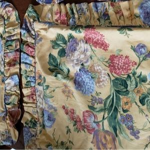 2 yellow floral pillow shams- Hoffman Grande